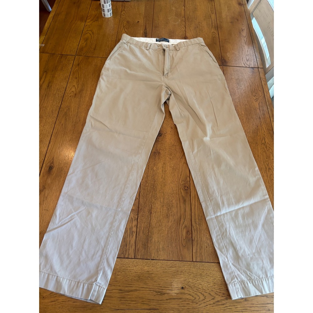 Polo Ralph Lauren Chino Pants Mens 33x32 Khaki Excellent Straight Leg flat front